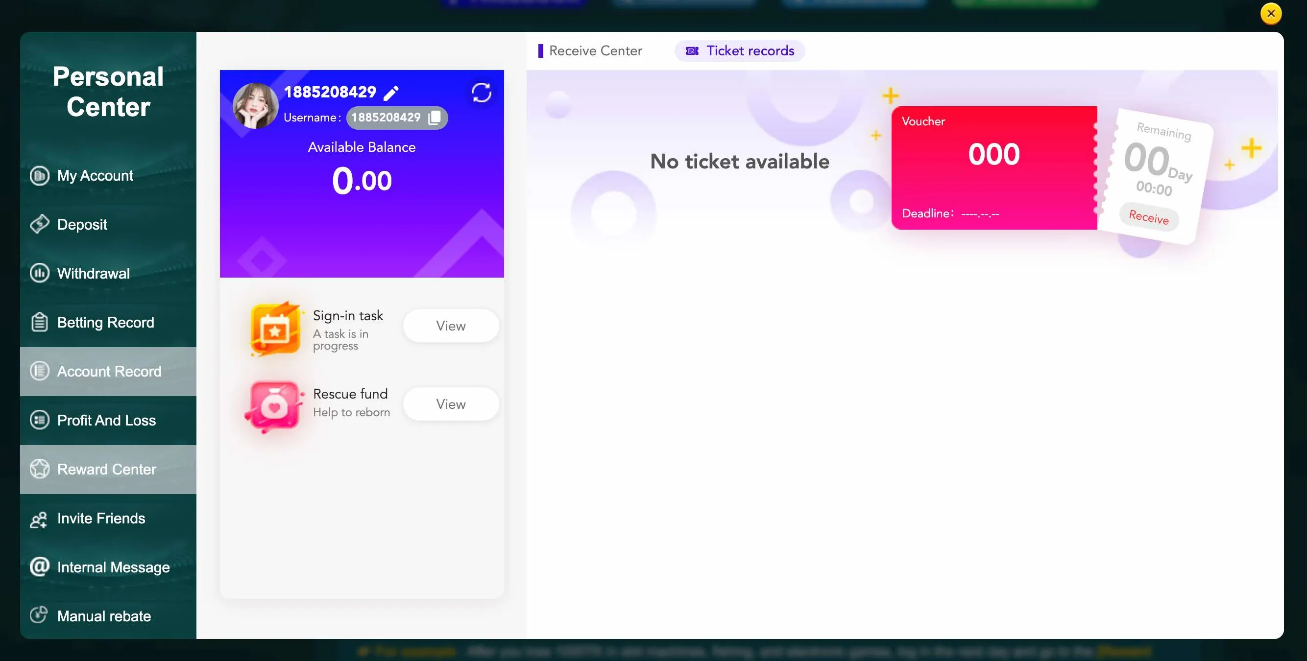 Reward Center in EK333